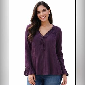 Michael Stars Elegant Purple Women's Top bell cuffs tassels medium